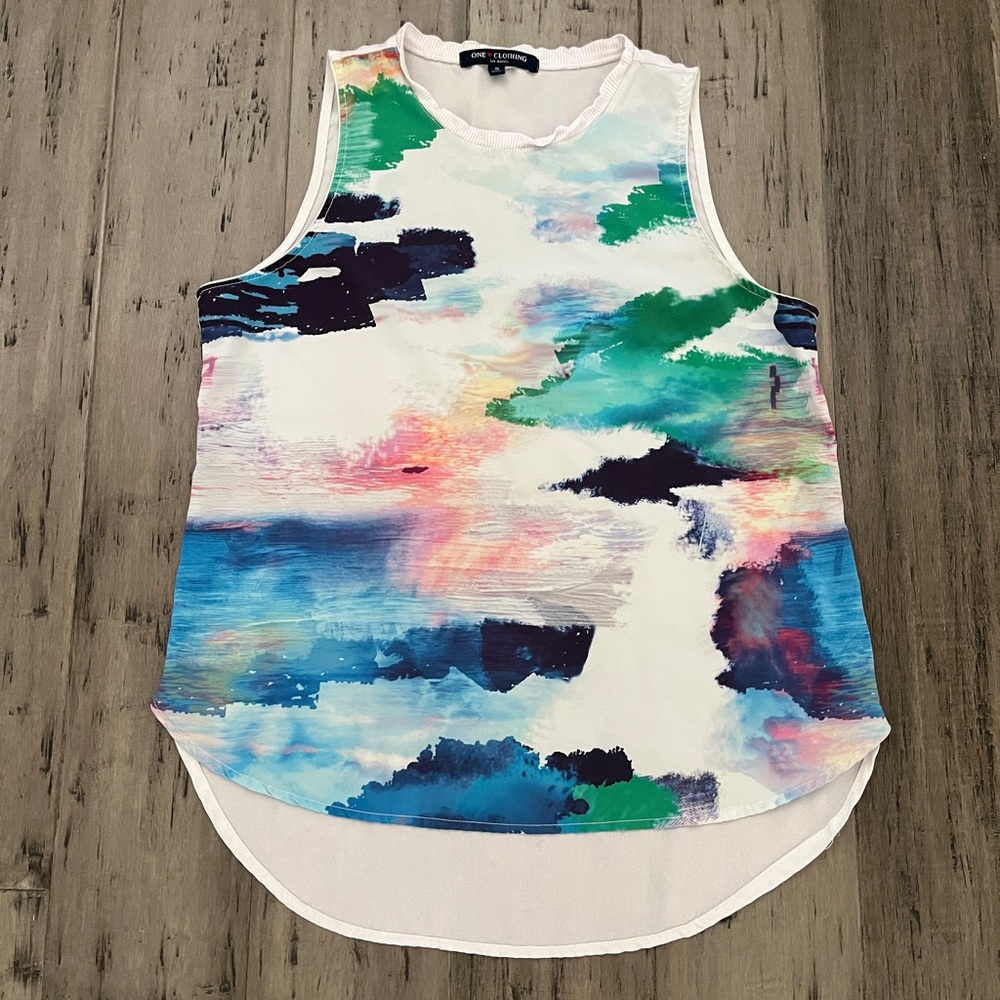 3/$15 One Love Clothing Colorful Abstract Sleeveless Top Size Small